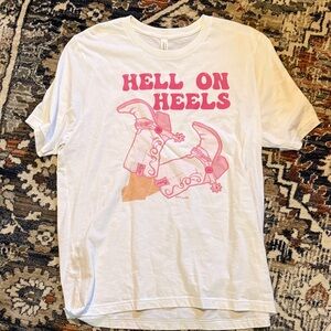 Bella Canvas White Tee with Pink & Tan Graphic